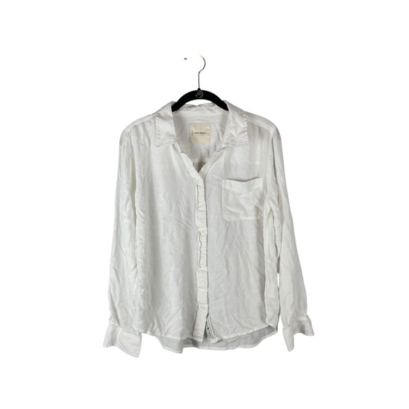 Lucky Brand White Button Front Long Sleeve Shirt Women’s Medium 100% Viscose - Picture 2 of 7